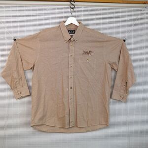 Vtg Three Rivers Brown Plaid XL Button Down Shirt Cowboy Horse Harness Racing